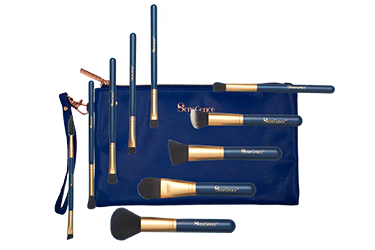 SeneGence Cosmetic Pro Brush Set (10 Piece New Brush Collection in a Blue Clutch Bag)